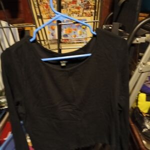 Wild Fable Black Long Sleeve Crop Top